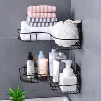 Punch-Free Multipurpose Kitchen Bathroom Storage Shelf Wall Holder Storage Rack Bathroom Rack Organizer Storage Box with Strong Magic Sticker Shower Caddies Kitchen Rack Storage Rack