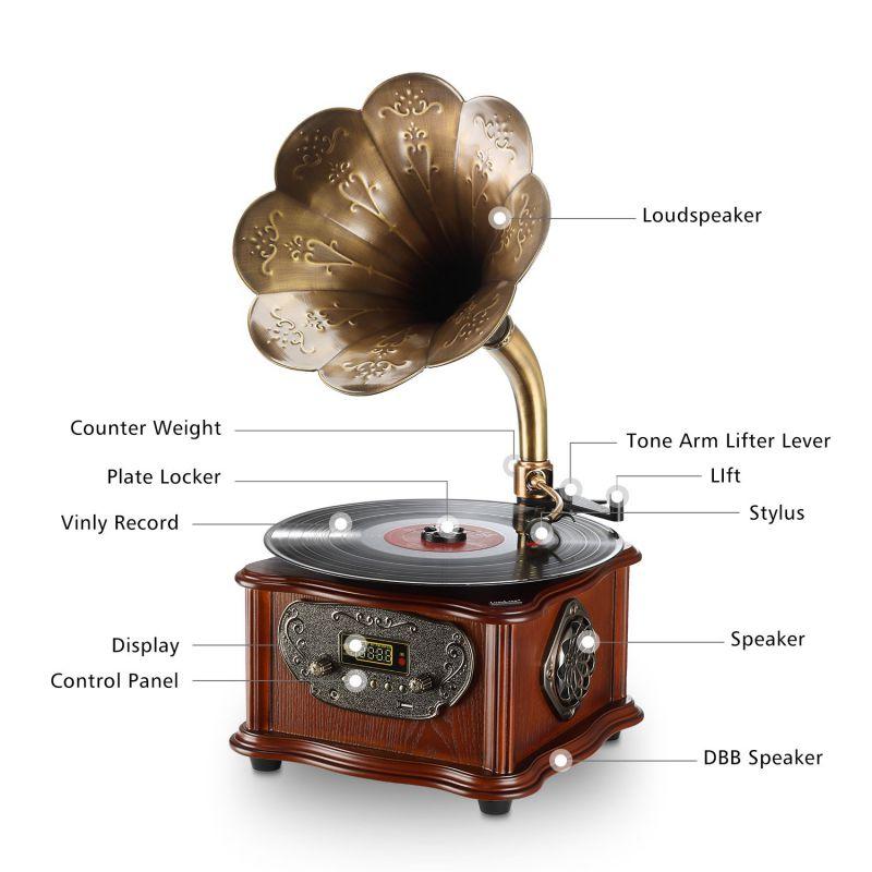 Wall Mural Retro old gramophone radio. Vintage style toned photo