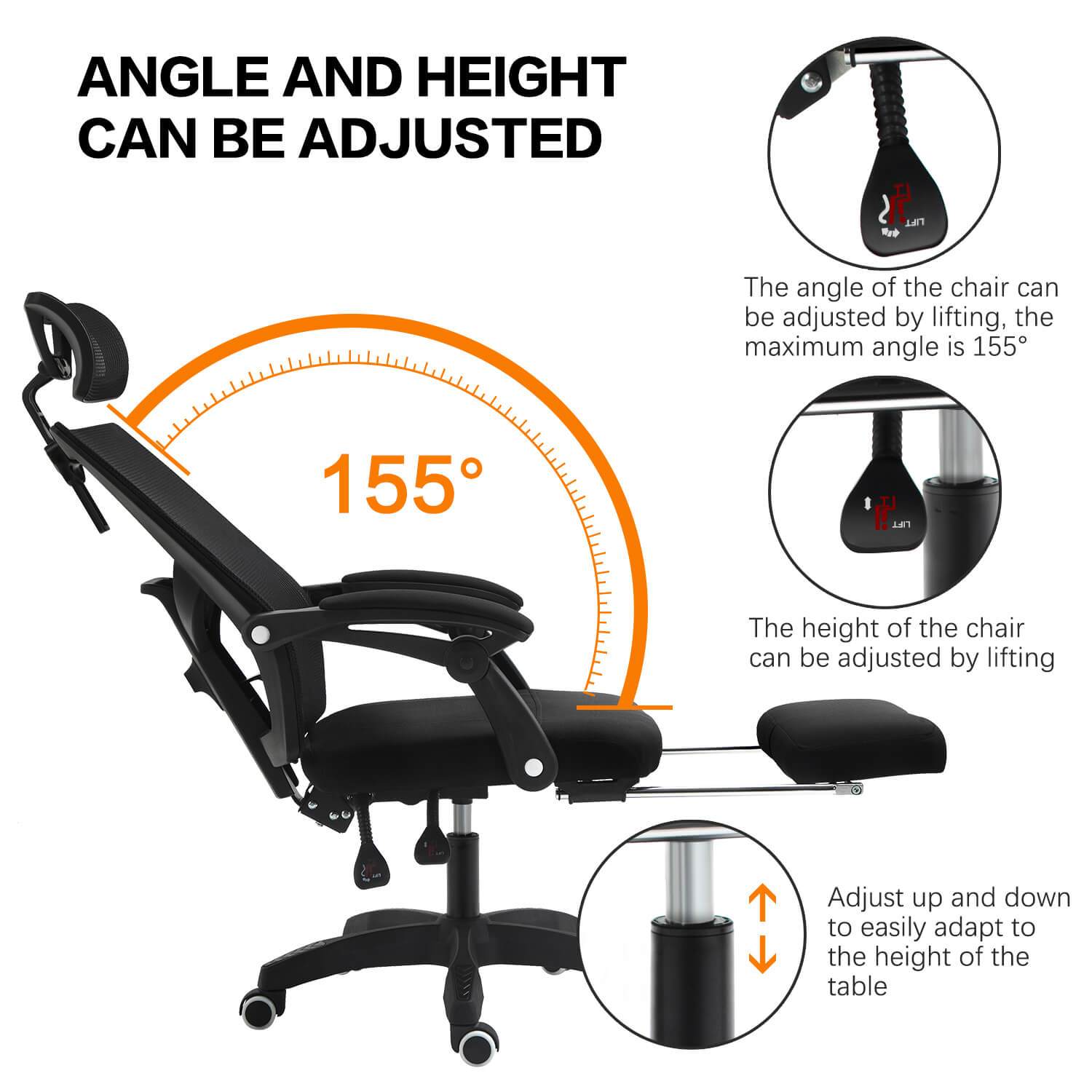 Adjustable Headrest Office Chair, Head Rest Computer Chairs